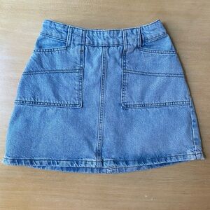 Blue Denim A-Line Cargo Mini Skirt Vintage Urban Outfitters Zip-Up